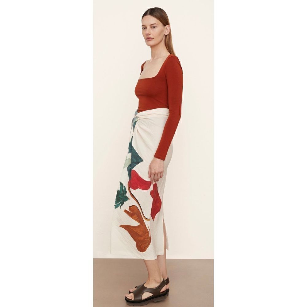 Vince Abstract Painted Draped Knot Skirt NWT Size XS - Picture 2 of 10